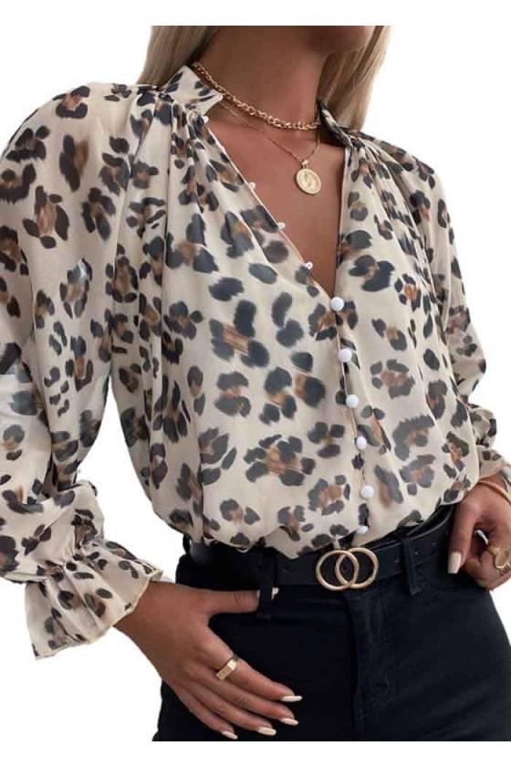 Blusa print leopardo botones María