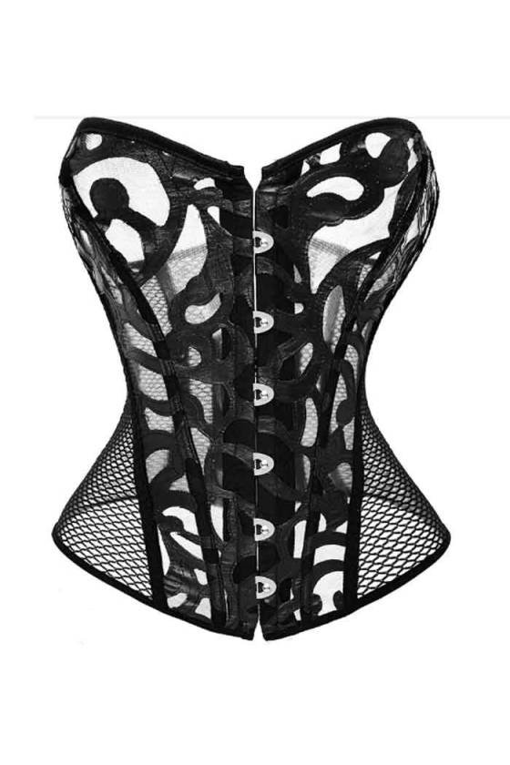 Corset de malla transparencias sexy lazada trasera