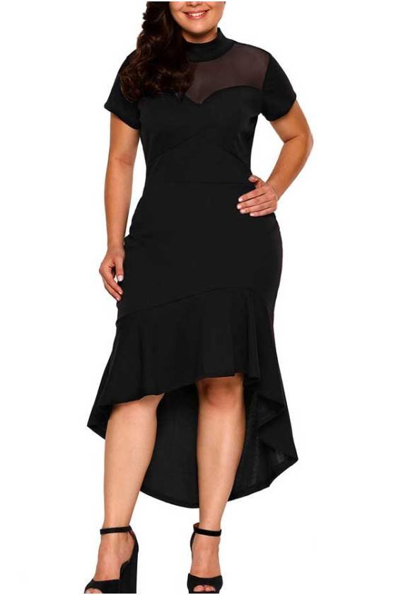 Vestido tallas grandes irregular de fiesta Black