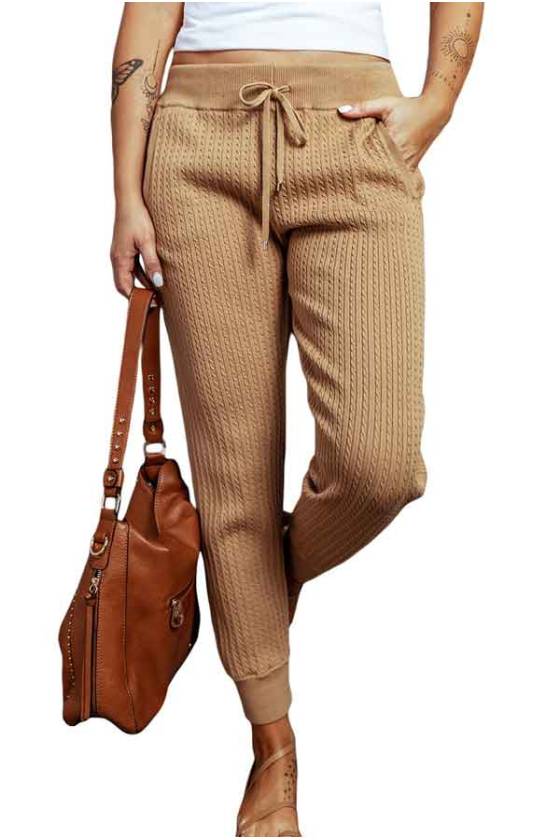 Jogger mujer pantalón casual tela texturizada bolsillos